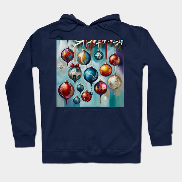 Painterly Christmas Tree Ornaments Hoodie by LittleBean